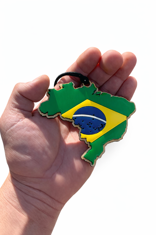 Brazil Flag Car Charm Rear View Mirror Hanging Ornament Handmade Double Sided Resin Finish