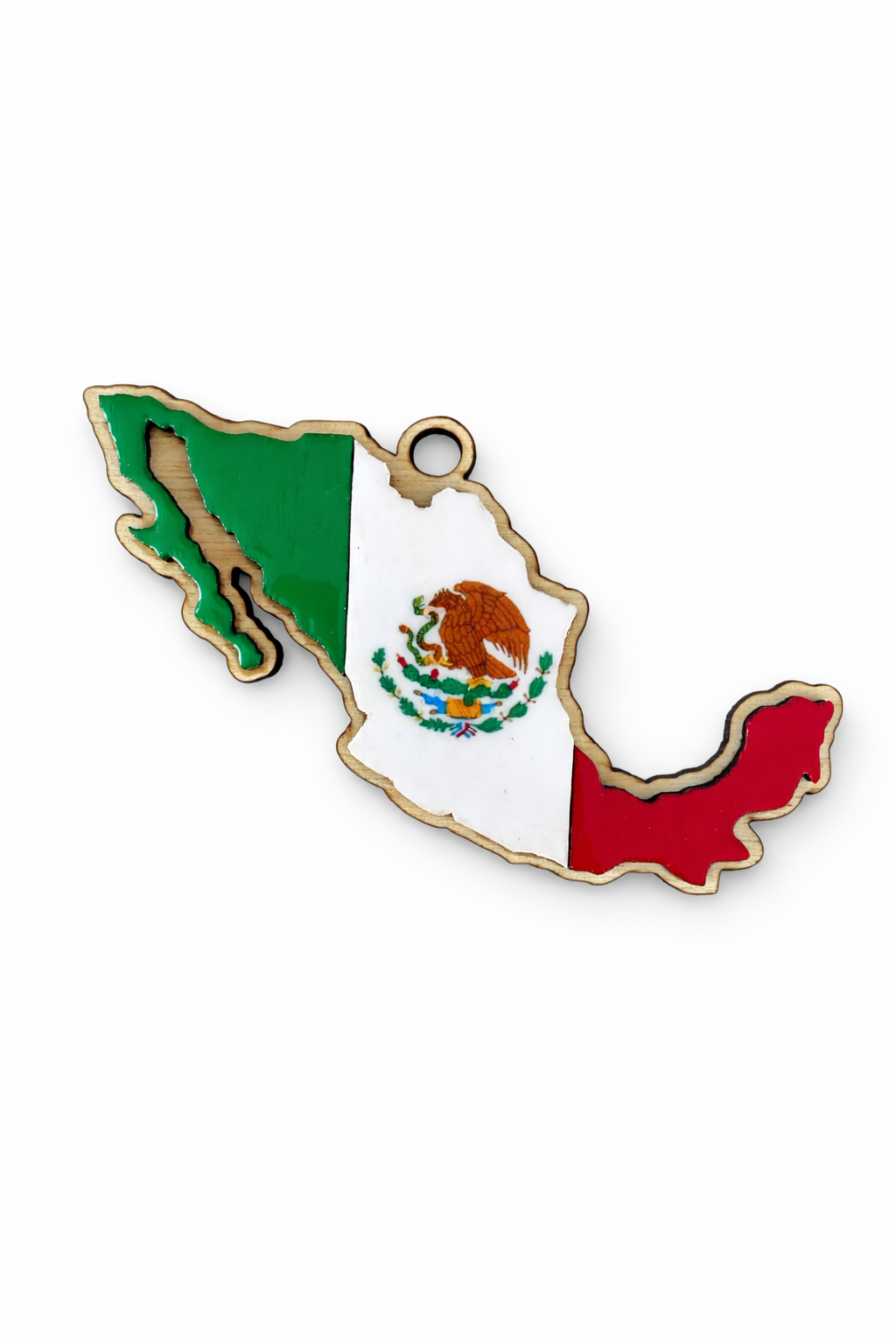 Mexico Flag Car Charm Rear View Mirror Hanging Ornament Handmade Double Sided Resin Finish
