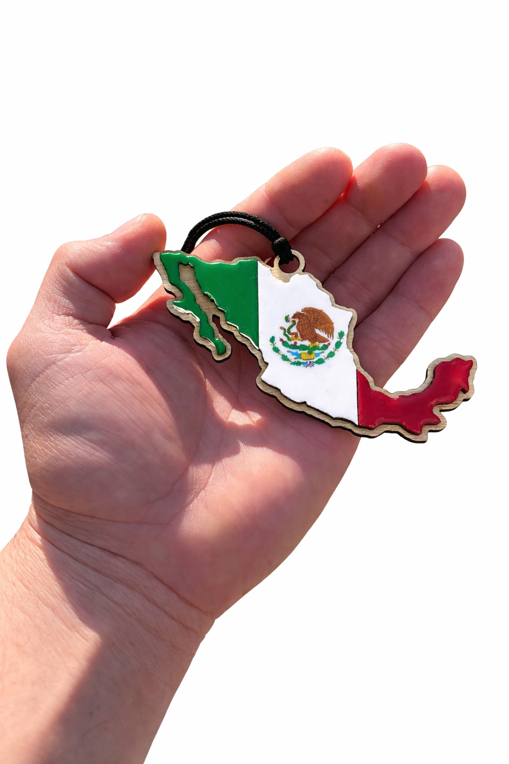 Mexico Flag Car Charm Rear View Mirror Hanging Ornament Handmade Double Sided Resin Finish